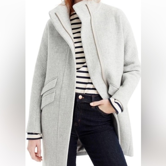 Women's NWOT Jcrew heather gray Italian stadium cloth wool coat, size 2, lined - Picture 3 of 6